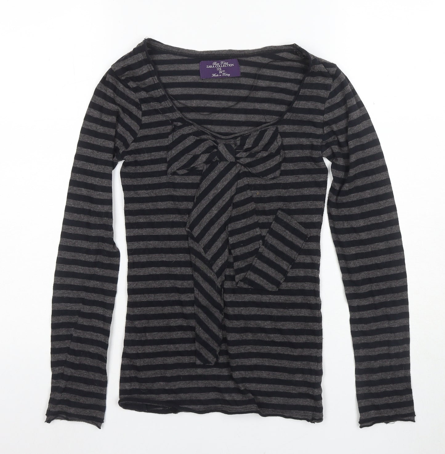Zara Collection Women's Black Striped T-Shirt Size S