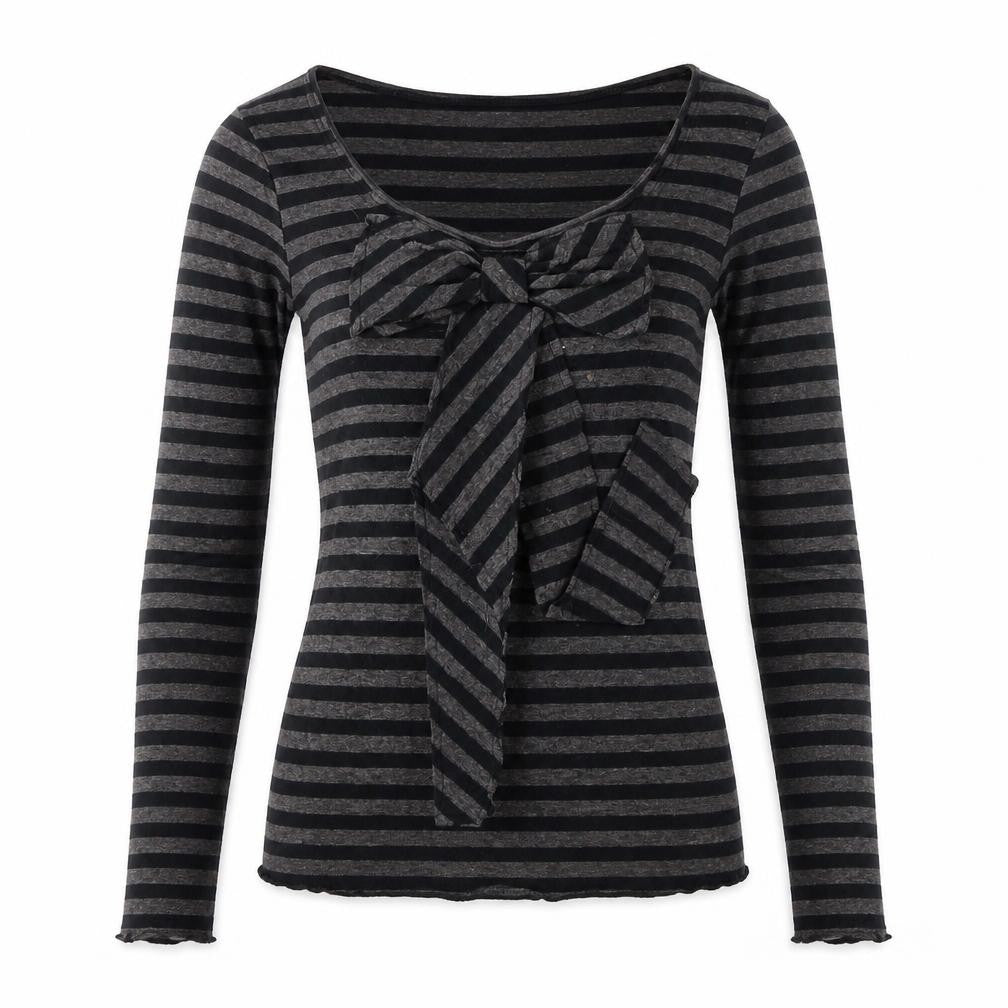 Front view of Zara Collection Women's Black Striped T-Shirt, size S