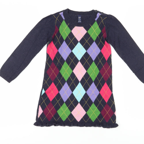 Gap Girls Multicoloured Argyle Knit Dress 4 Years