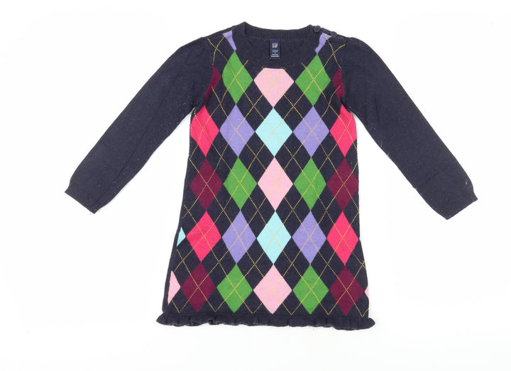 Gap Girls Multicoloured Argyle Knit Dress 4 Years