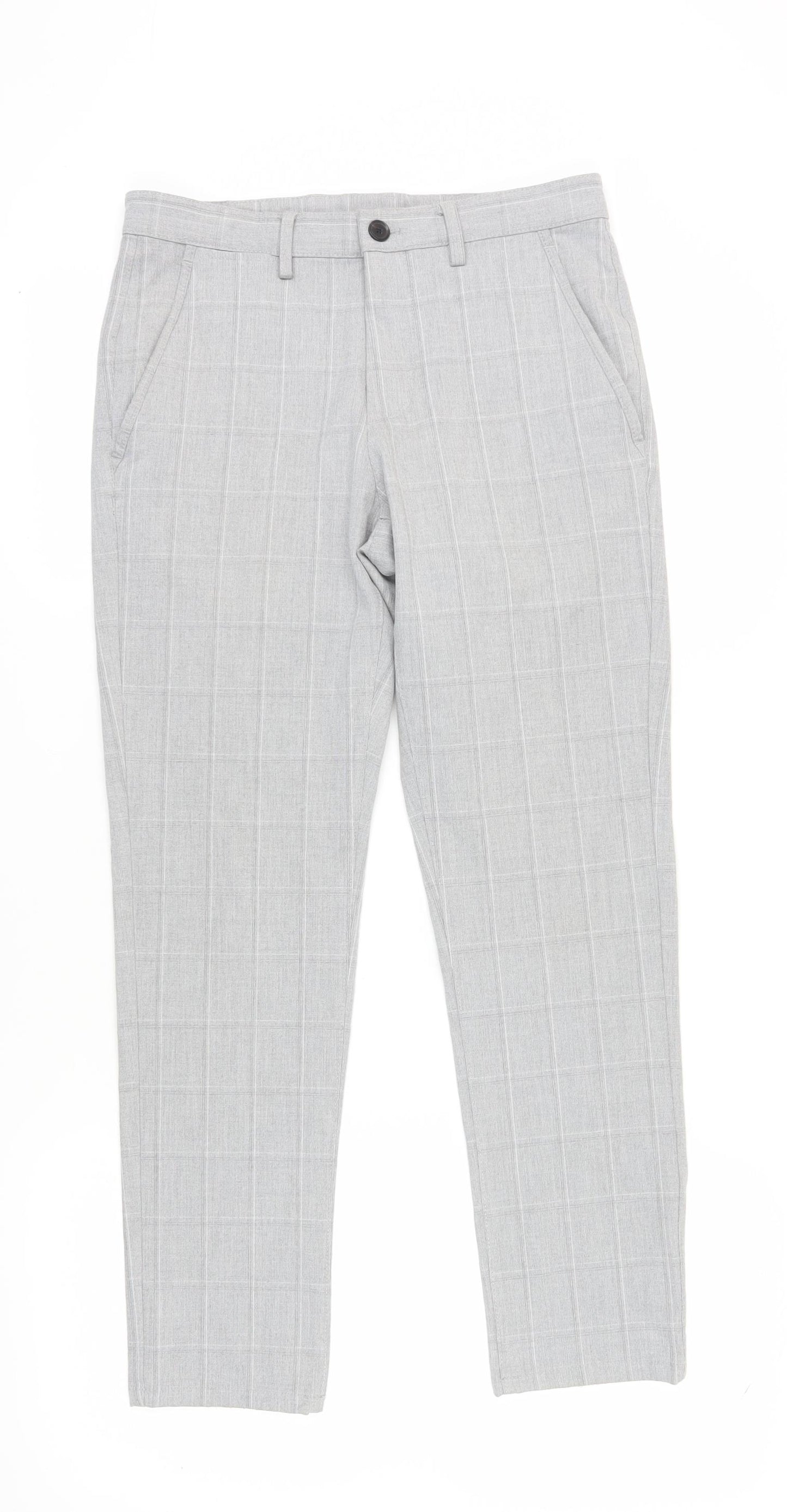 Zara Women's Grey Check Chinos - Size 8
