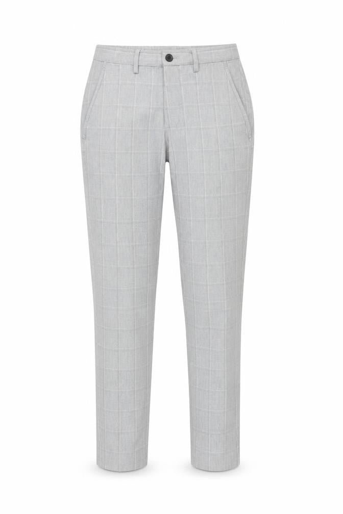 Front view of Zara Women's Grey Check Chinos -, size 8