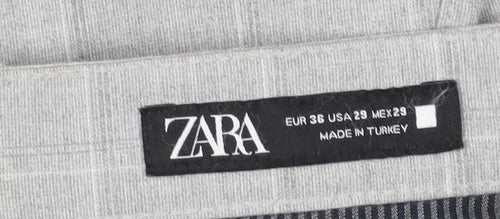 Zara Women's Grey Check Chinos - Size 8