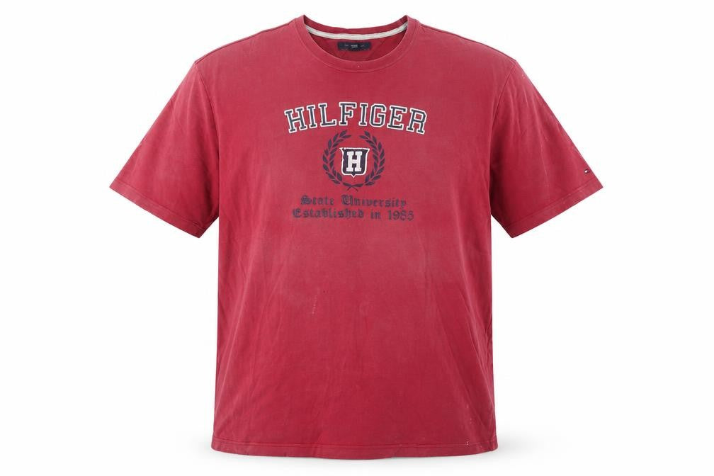 Front view of Tommy Hilfiger Men's Red 2XL University T-Shirt