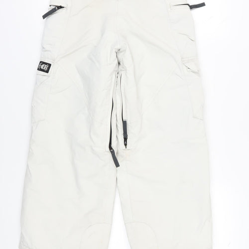 E408 Boys White Cargo Snow Trousers M Winter Ski Activewear
