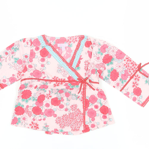 Monsoon Girls Pink Floral Wrap Blouse 12-18 Months