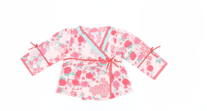 Monsoon Girls Pink Floral Wrap Blouse 12-18 Months