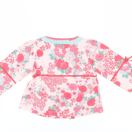 Monsoon Girls Pink Floral Wrap Blouse 12-18 Months