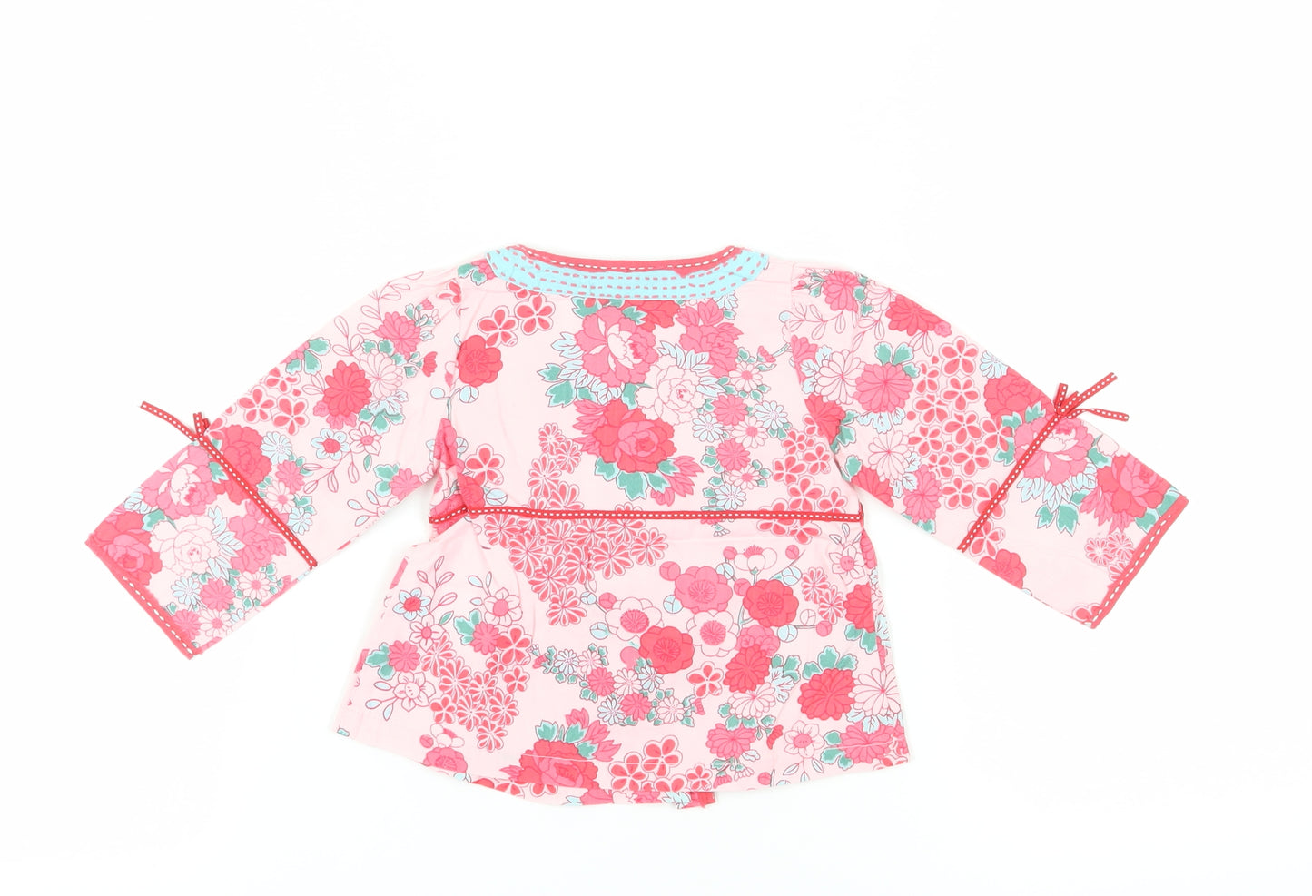 Monsoon Girls Pink Floral Wrap Blouse 12-18 Months