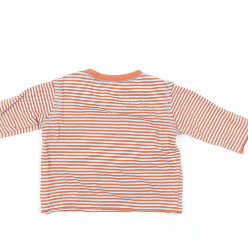 Monsoon Unisex Orange Striped Long Sleeve T-Shirt 3-6M