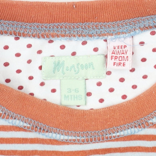 Monsoon Unisex Orange Striped Long Sleeve T-Shirt 3-6M