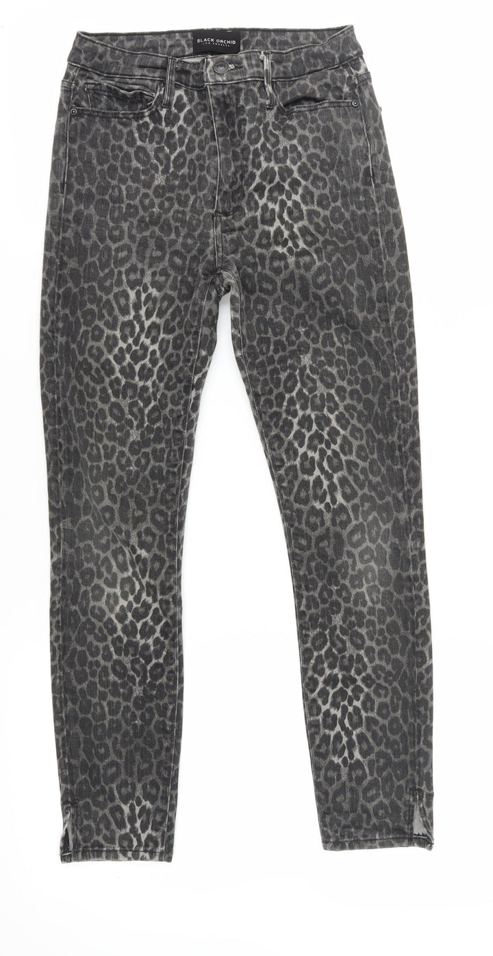 Black Orchid Women's Grey Skinny Jeans 25 - Animal Print Style