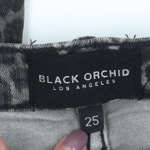 Black Orchid Women's Grey Skinny Jeans 25 - Animal Print Style