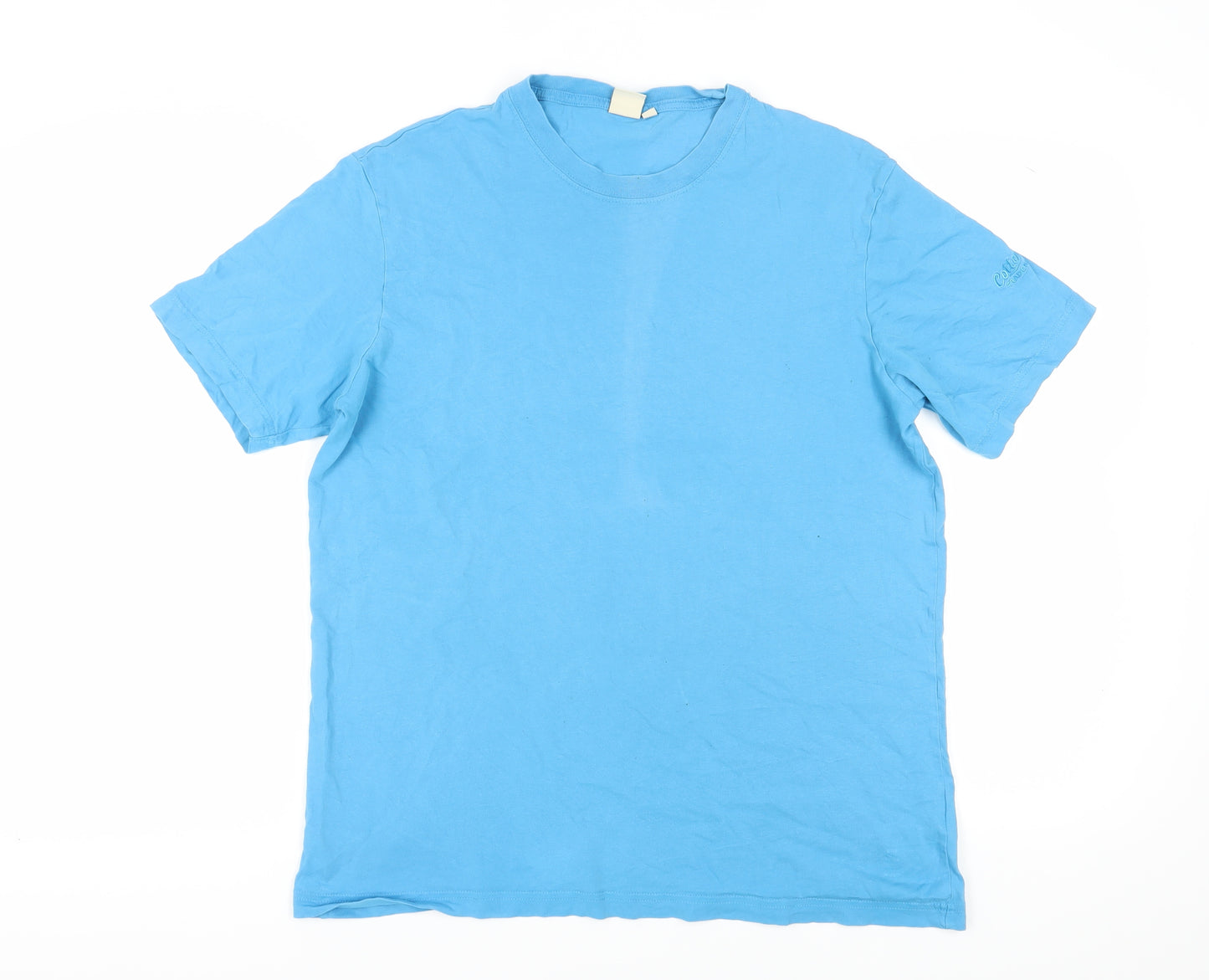 Cotton Traders Men's Blue T-Shirt, Crew Neck, Size L
