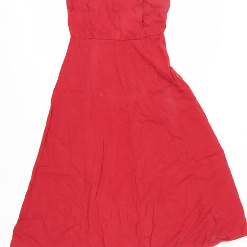 MNG Women's Red A-Line Midi Dress Size 8