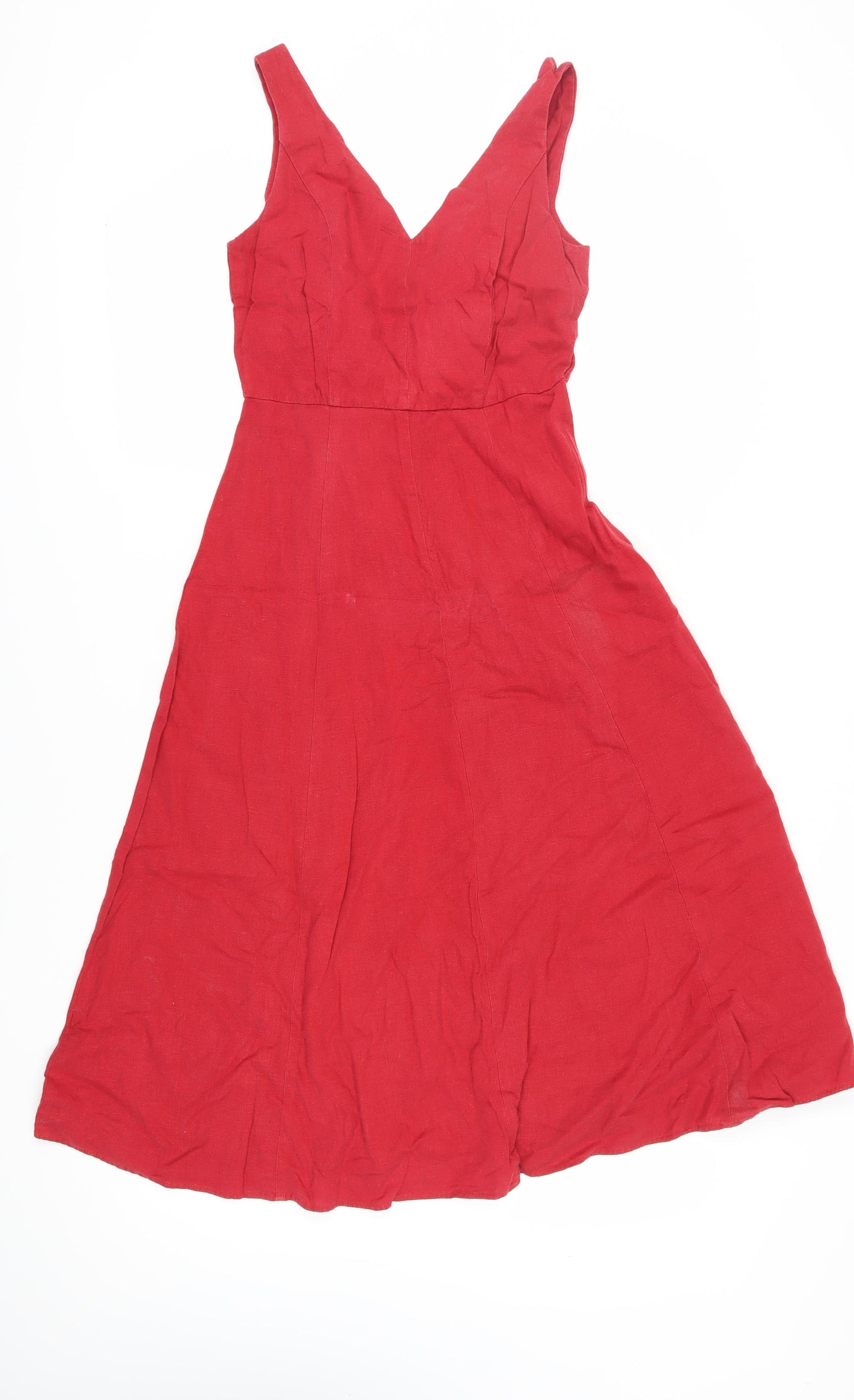 MNG Women's Red A-Line Midi Dress Size 8
