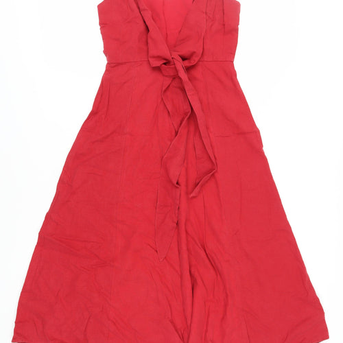 MNG Women's Red A-Line Midi Dress Size 8