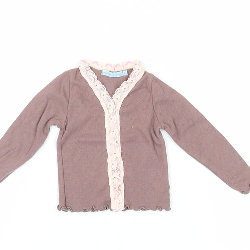Jigsaw Junior Girls Brown Blouse - Size 4 Elegant Knit Pullover