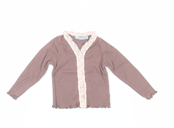 Jigsaw Junior Girls Brown Blouse - Size 4 Elegant Knit Pullover