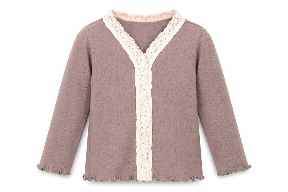Front view of Jigsaw Junior girls’ brown blouse -, size 4, elegant knit pullover