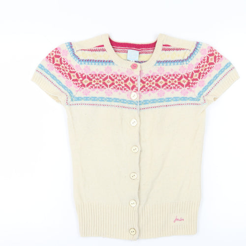 Joules Women's Beige Fair Isle Cardigan S