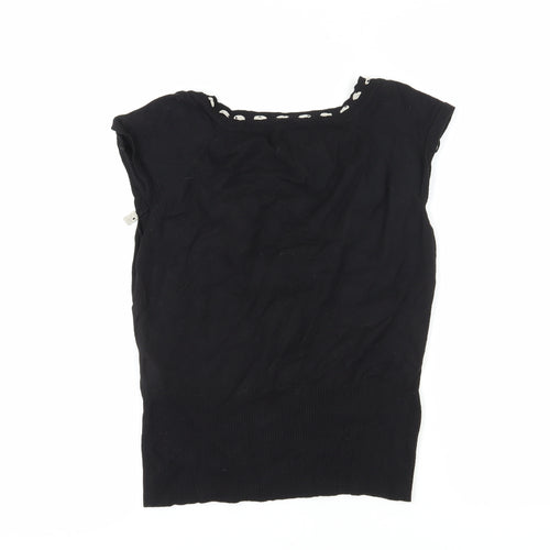 Next Women's Black Tank With Buckle Accents, Size 16