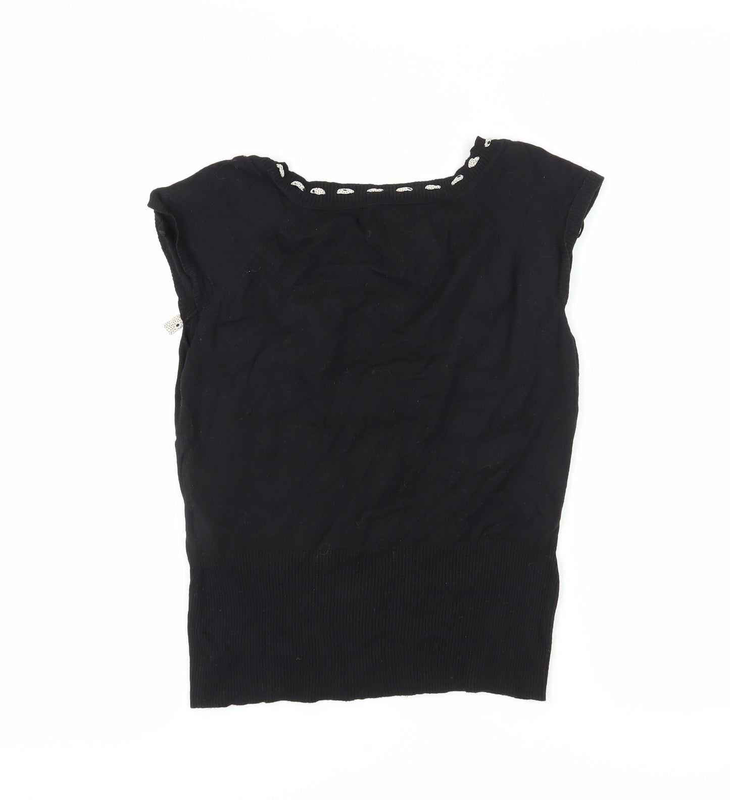 Next Women's Black Tank With Buckle Accents, Size 16