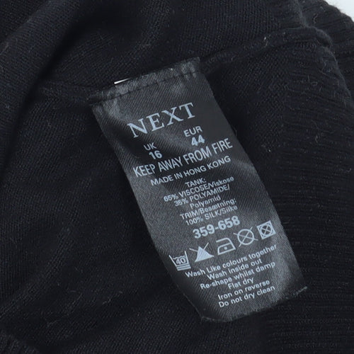 Next Women's Black Tank With Buckle Accents, Size 16
