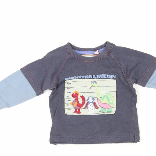 Monsoon Blue Graphic T-Shirt, Unisex 3-6 Months, Long Sleeve