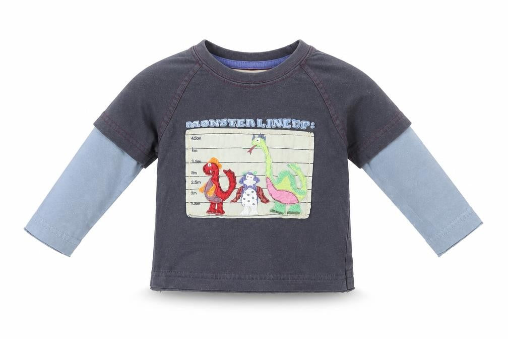 Monsoon Blue Graphic T-Shirt, Unisex 3-6 Months, Long Sleeve