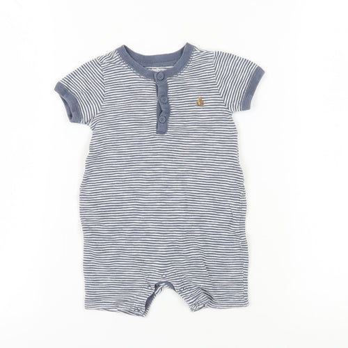 Gap Unisex Baby Blue Striped Romper, 12-18 Months, Casual Comfort