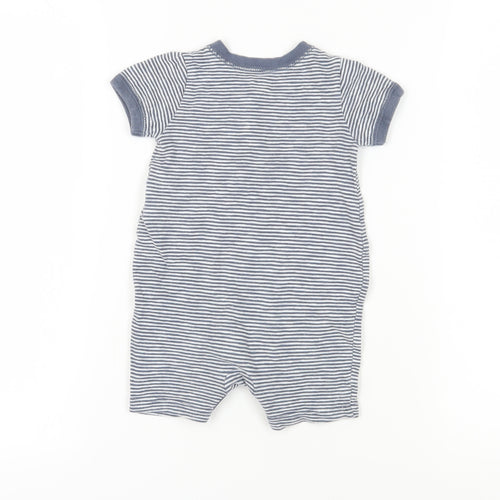 Gap Unisex Baby Blue Striped Romper, 12-18 Months, Casual Comfort