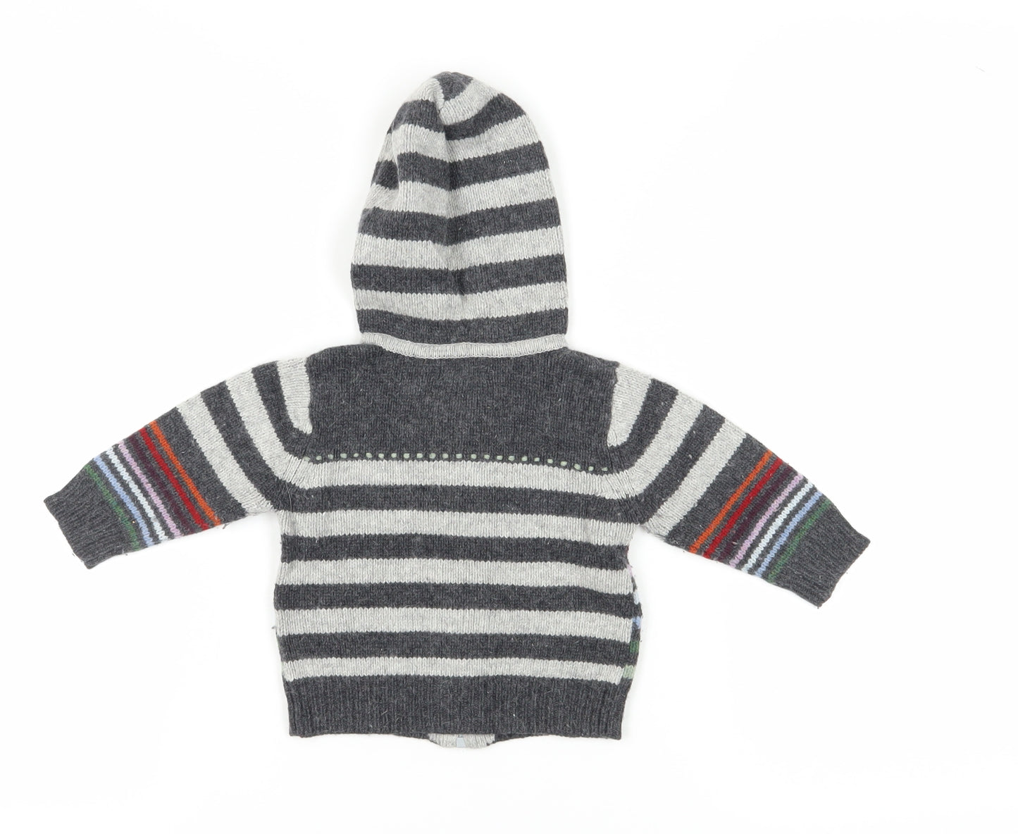 Monsoon Unisex Baby Hooded Cardigan, 9-12 Months, Grey Stripe
