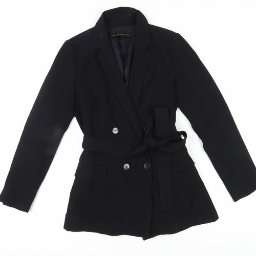 Zara Women's Black Blazer - S, Belted, Workwear
