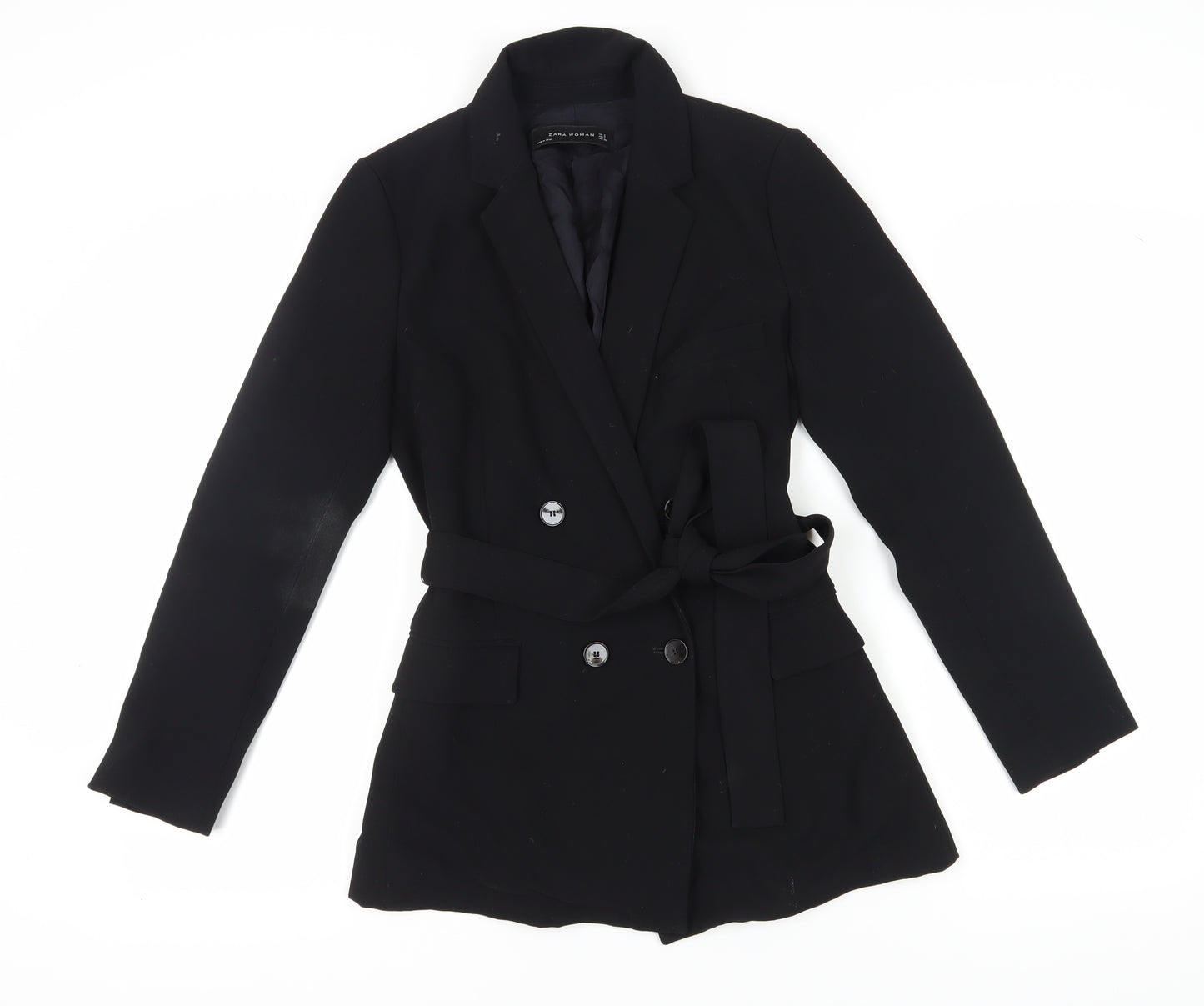 Zara Women's Black Blazer - S, Belted, Workwear