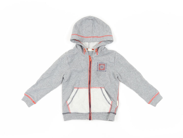 White Stuff Grey Girls' Hoodie, 3-4 Years, Full Zip, Nature Print
