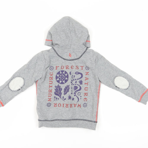 White Stuff Grey Girls' Hoodie, 3-4 Years, Full Zip, Nature Print