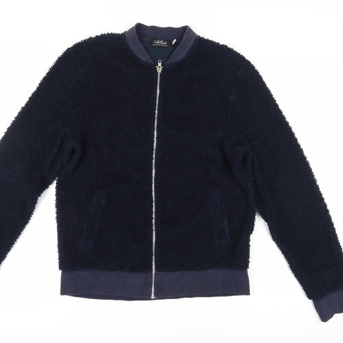 Topman Men's Bomber Jacket Blue M Classic Style