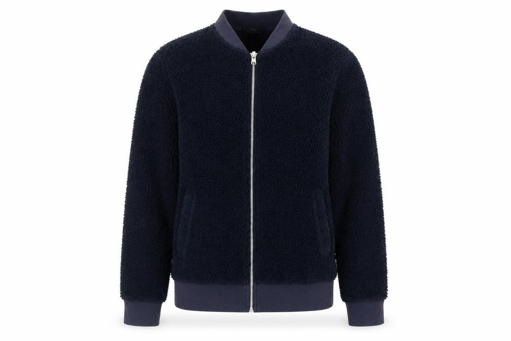 Front view of Topman Men's Bomber Jacket Blue M Classic Style