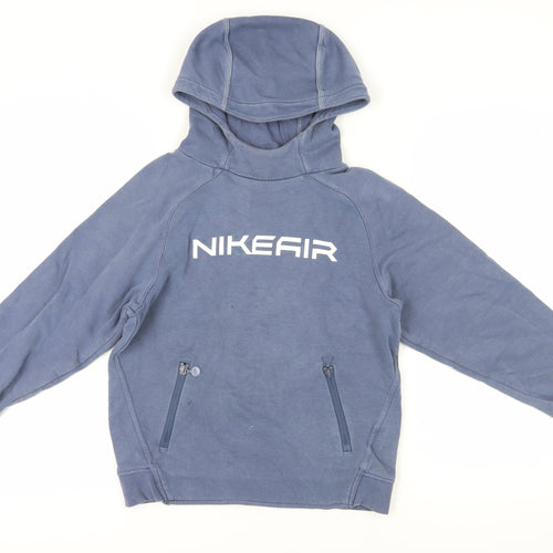 Nike Boys Blue Pullover Hoodie Mid Size Graphic Print
