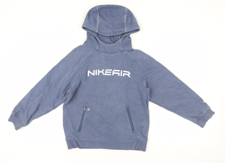 Nike Boys Blue Pullover Hoodie Mid Size Graphic Print