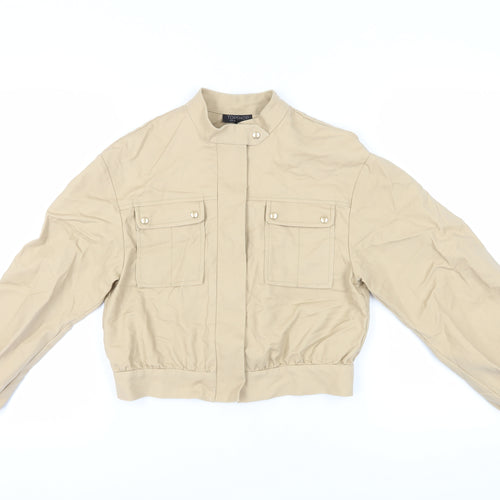 Topshop Women's Beige Bomber Jacket Size 8