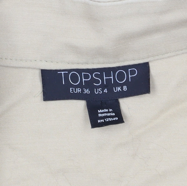 Topshop Women's Beige Bomber Jacket Size 8