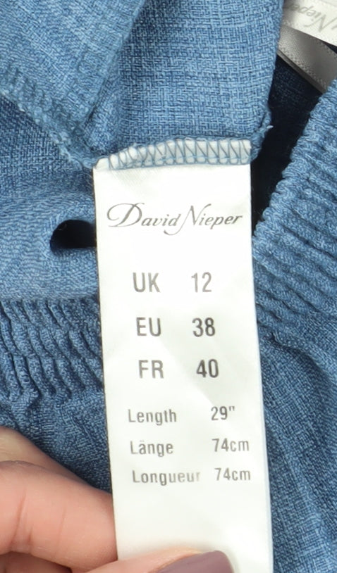 David Nieper Women's Blue Straight Trousers, Size 12