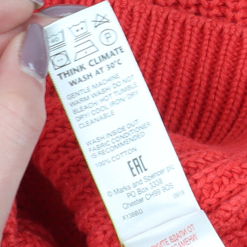 Marks & Spencer Women's Red Pullover Jumper, M, Cotton