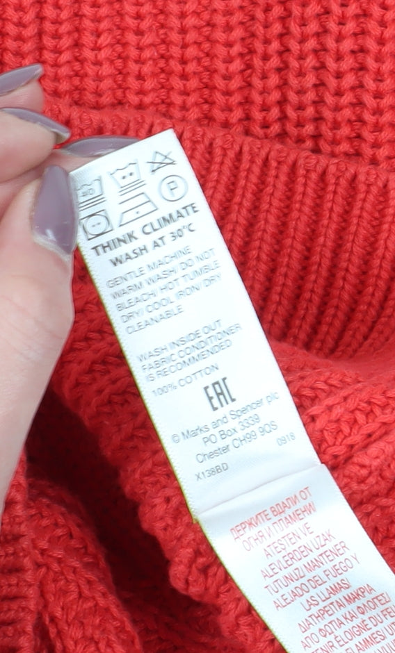 Marks & Spencer Women's Red Pullover Jumper, M, Cotton