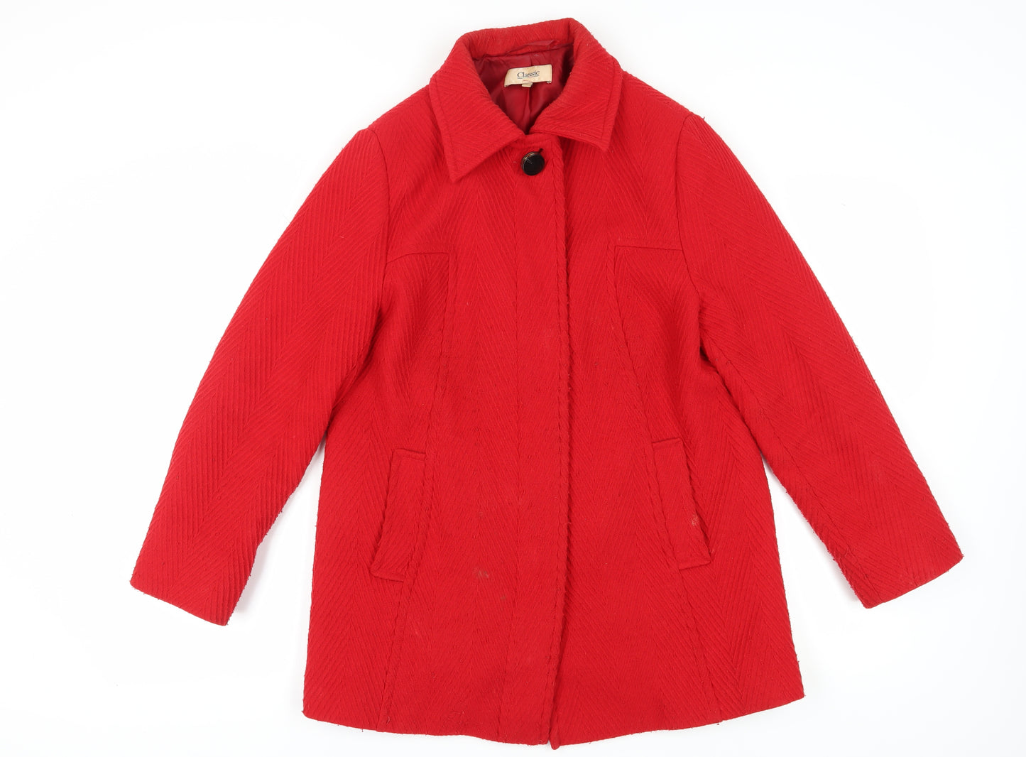 Marks and Spencer Women's Red Wool Overcoat Size 14