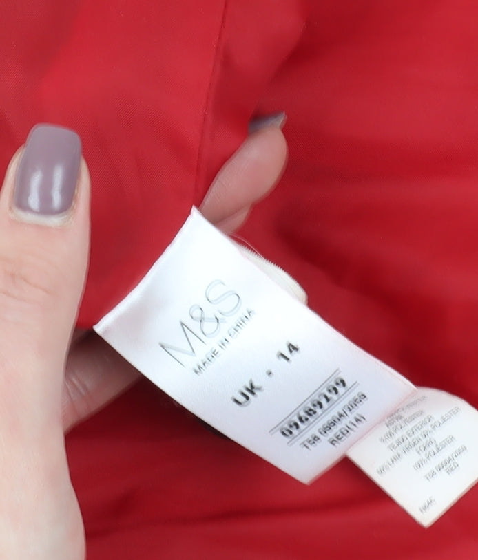 Marks and Spencer Women's Red Wool Overcoat Size 14