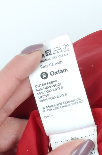 Marks and Spencer Women's Red Wool Overcoat Size 14