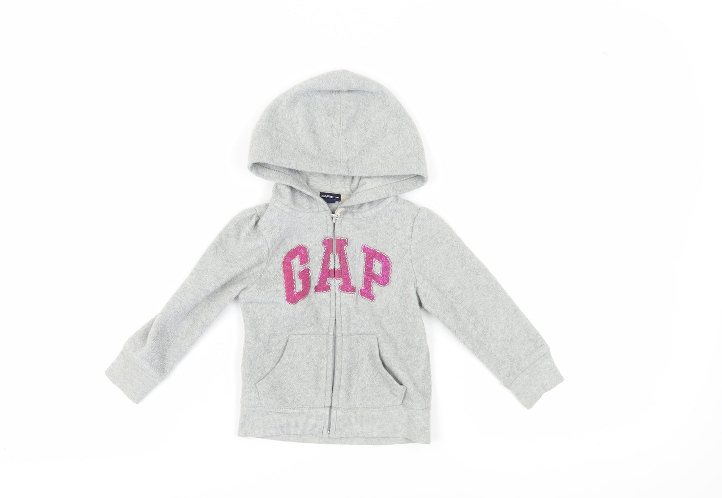 GAP Girls Grey Full Zip Hoodie, Age 3, Logo Accent